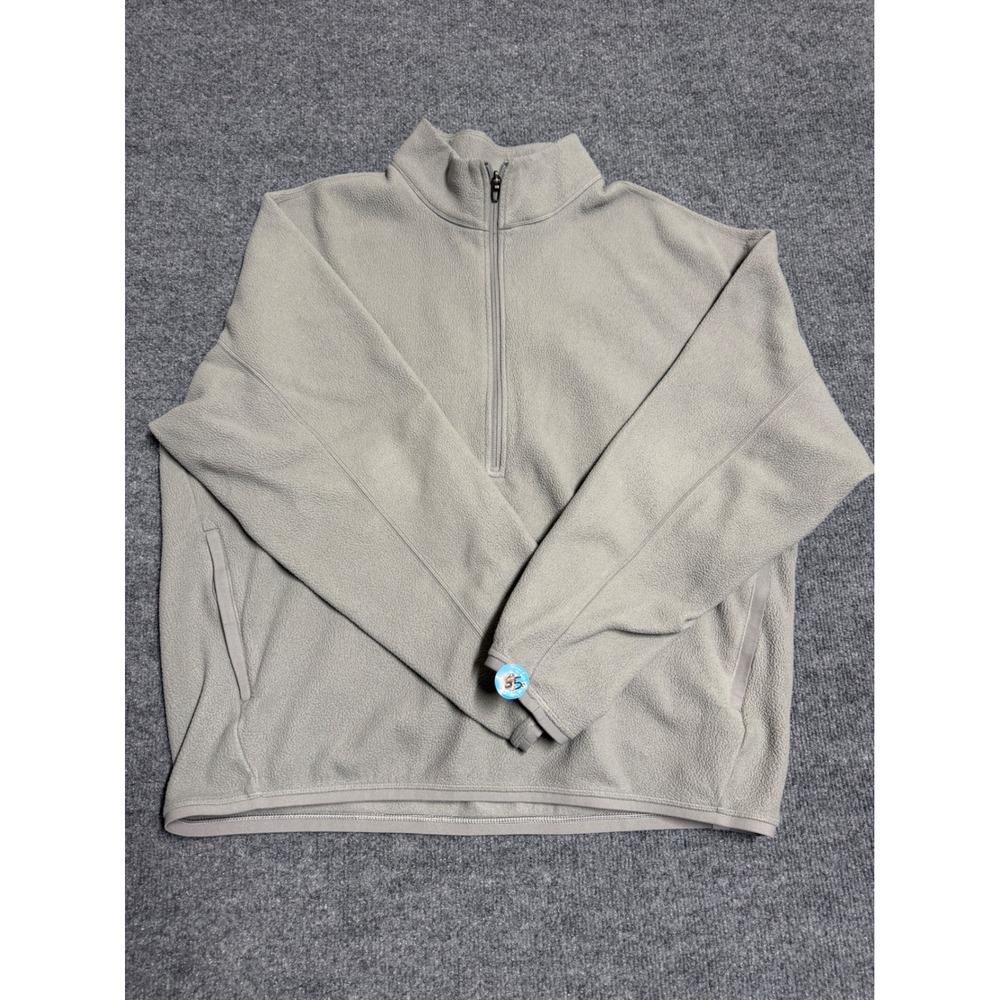 Lululemon oversized fit Mens 1/4 Zip Mock Neck Fleece Pullover Raglan Gray L